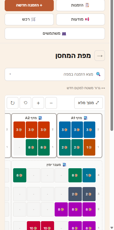 מפת מקומות אחסון